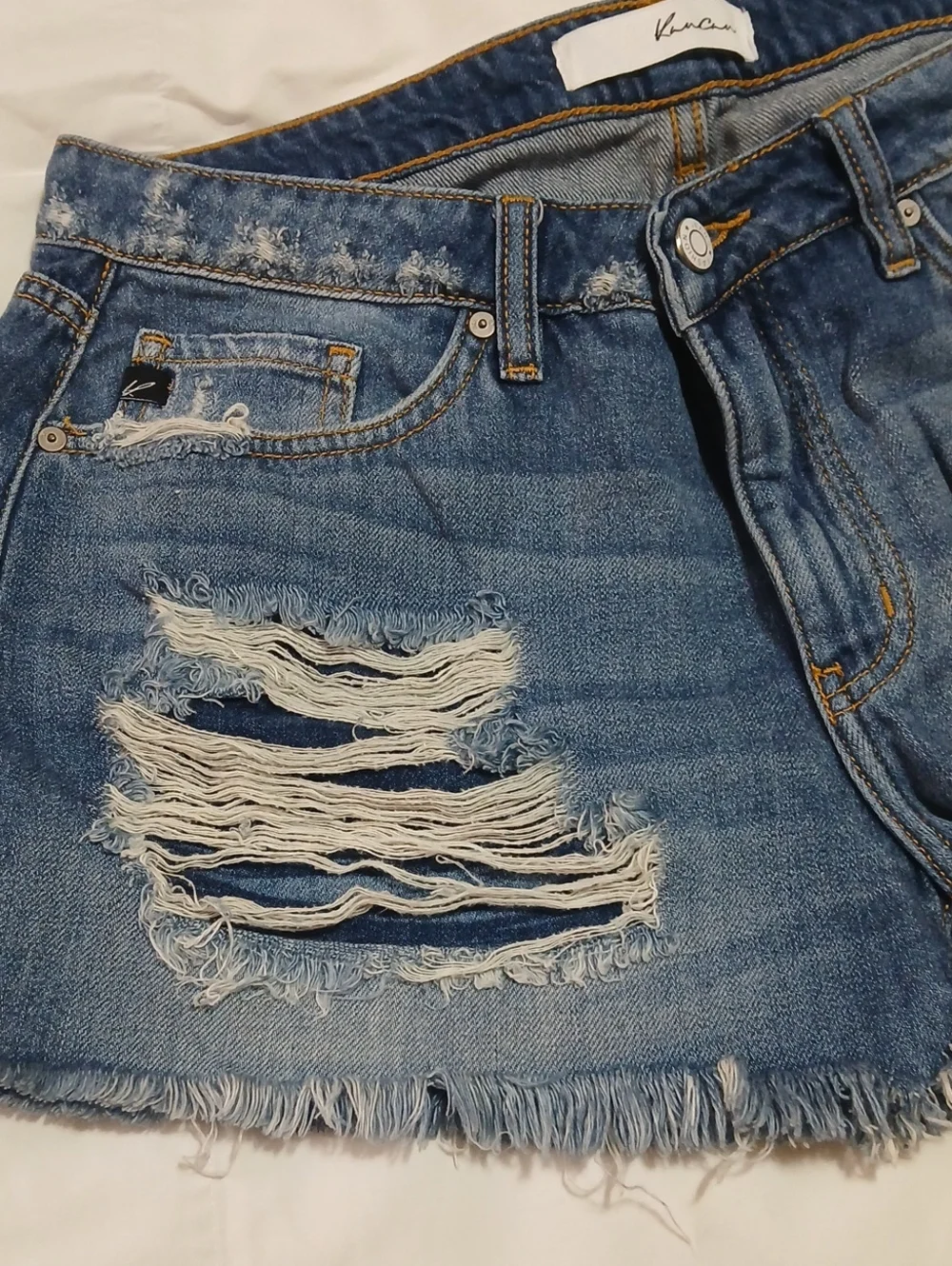 KanKan Denim Distressed Shorts
